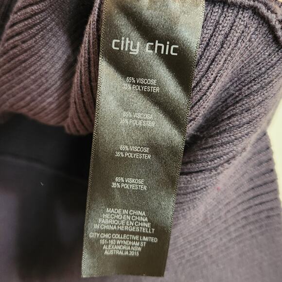 City Chic Long Sleeve Off Shoulder Rib Knit Pullover Lean In Sweater Gray 16 - Picture 7 of 8